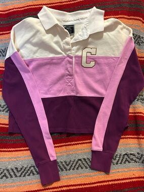 Colorblock Rugby Pullover with 'C' Patch